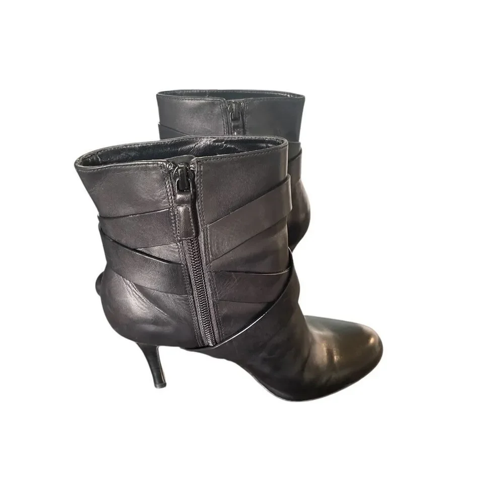 Coke Haan  Leather Stilleto mid ankle booties Black Size 6 B - Picture 6 of 15